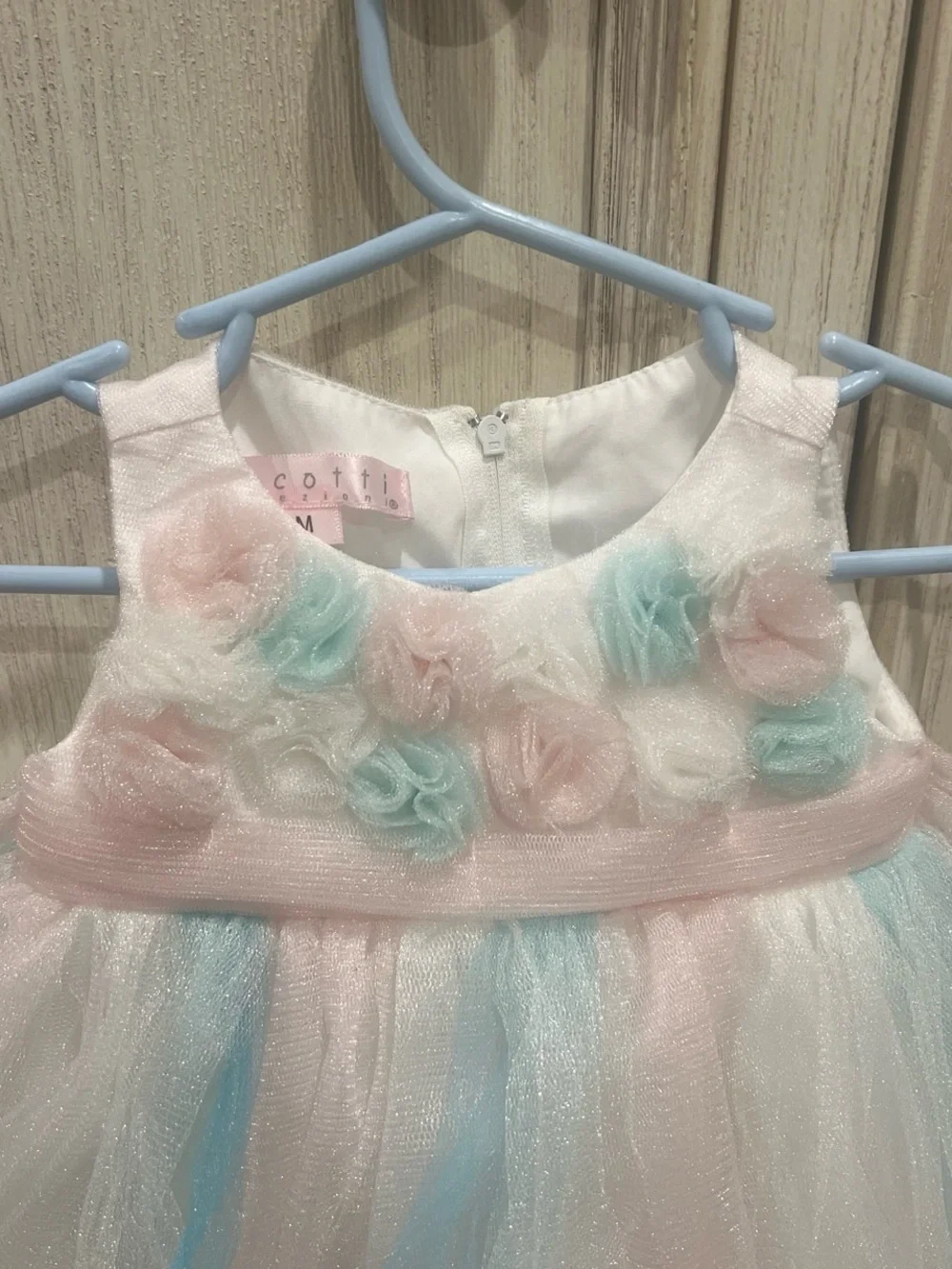 Biscotti Pastel Pink and Blue Tulle Flower Girl Dress